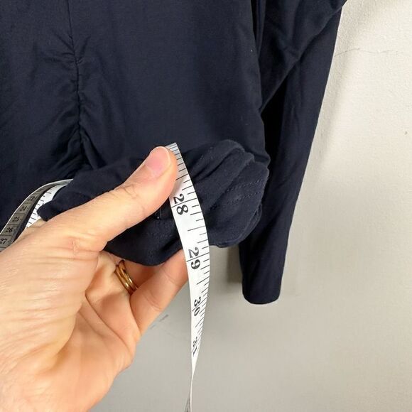 Worth beaded collar navy modal ruched bodice long sleeve top - Picture 8 of 10